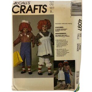 McCalls 4097 Raggedy Ann & Andy Costume Sewing Pattern Adult Large 1989